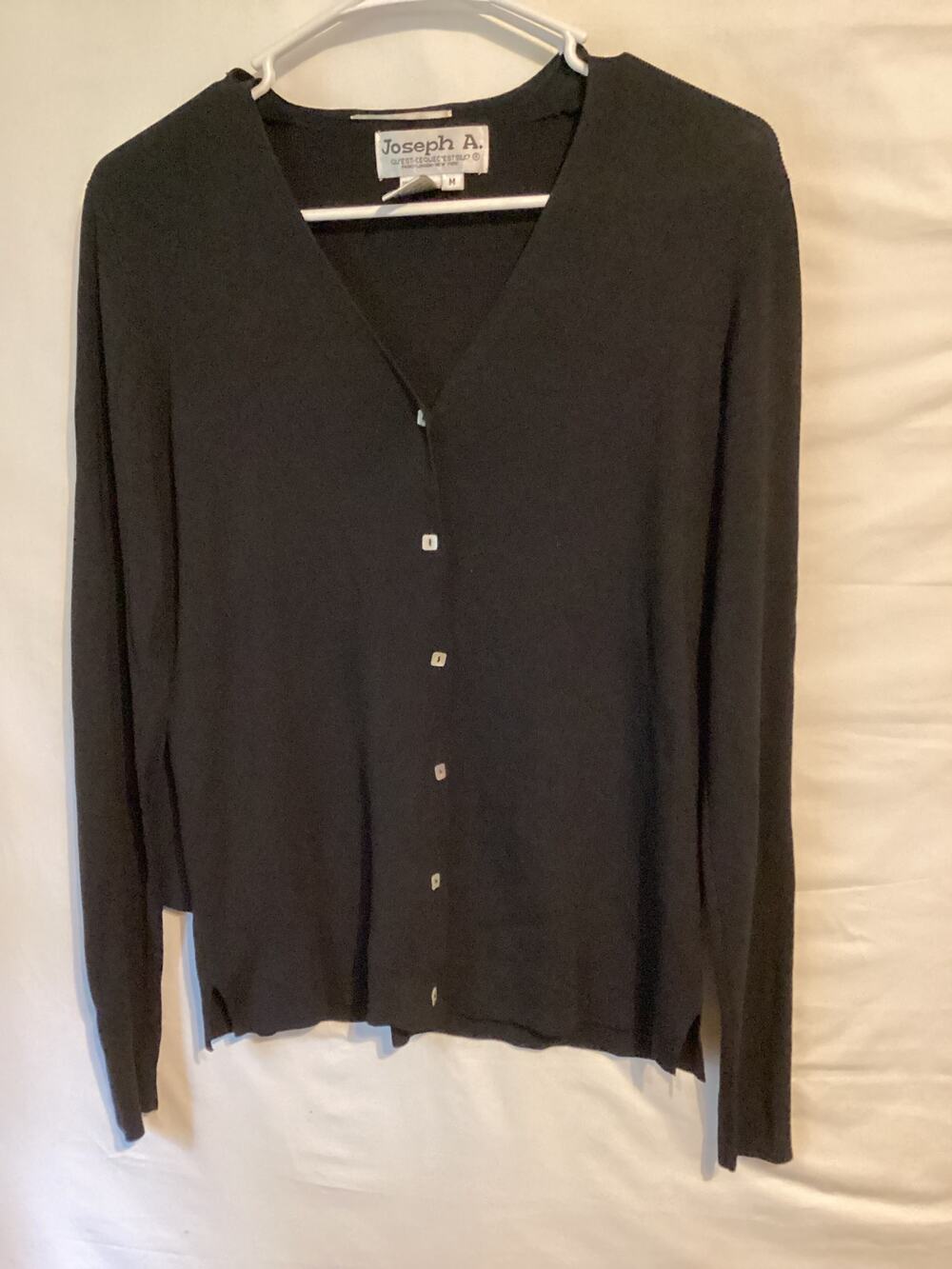 1029 Joseph A Quest-Cequec'Estsilk Cardigan w/Matching Tank Top Black Medium
